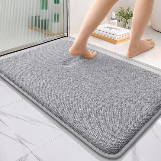 OLANLY Thick Memory Foam Bath Mat Rug 36x24, Extra Soft Absorbent Bathroom Rug, Quick Dry Bath Mats, Non-Slip, Machine Washable Carpet for Bathroom, Tub and Shower, Home Decor Accessories, Grey