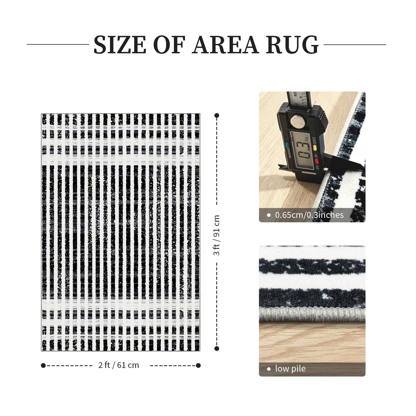 Washable 2x3 Modern Striped Area Rug, Abstract Small Throw Rug for Entryway