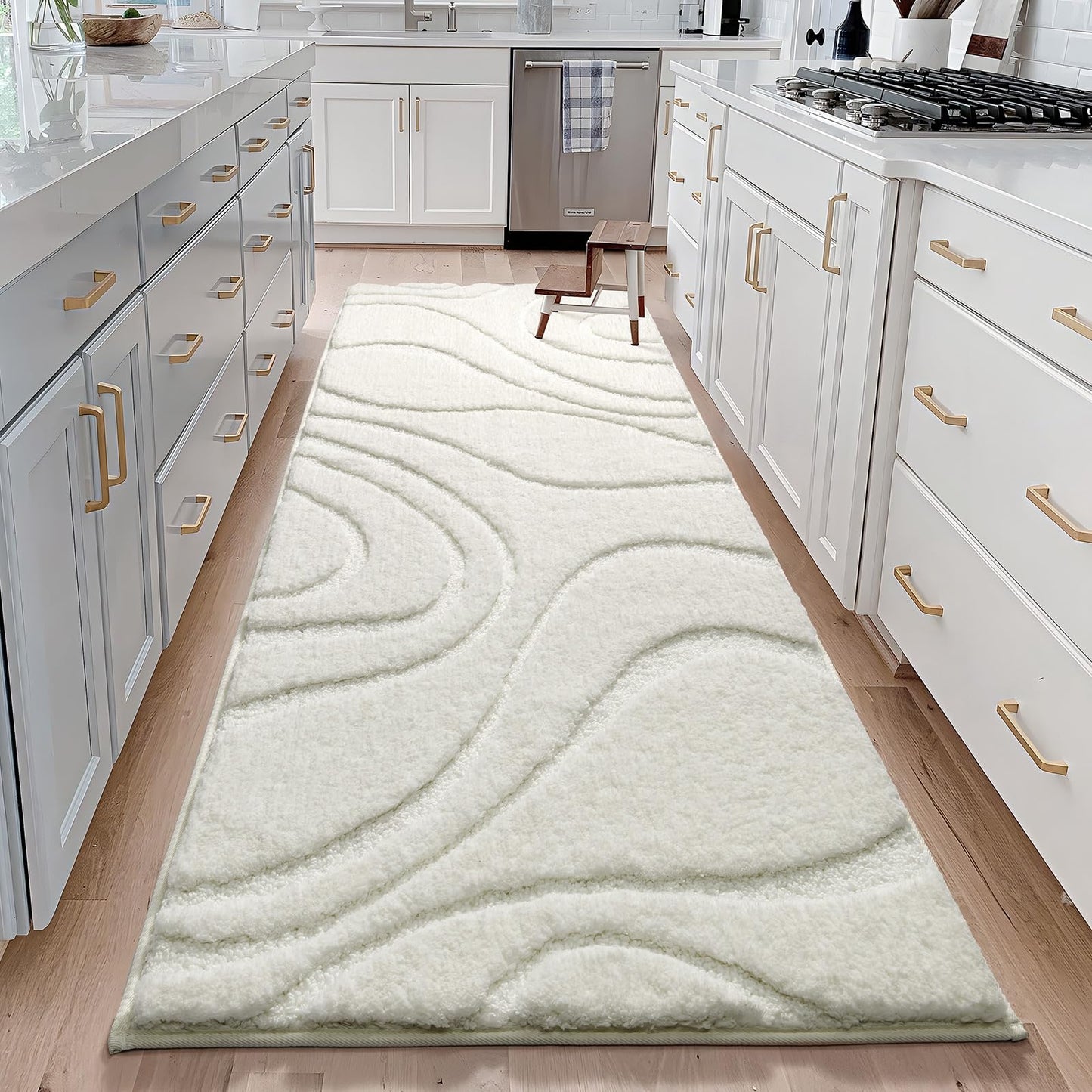 DEXDE White Bathroom Rugs 24x60, Non Slip Washable Absorbent Long Bathroom Mat Runner Rug Plush Fluffy Ultra Soft Microfiber Thick Matts for Bathroom, Floor, Shower, Home Decor Accessories