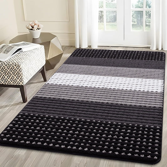 Kitinjoy Indoor Outdoor Door Mat, 59x36 Non-Slip Absorbent Dirt Trapper, Low-Profile Washable Inside Entrance Front Floor Mat, Sturdy Soft Entry Dotted Ombre Doormats for Entryway, Black