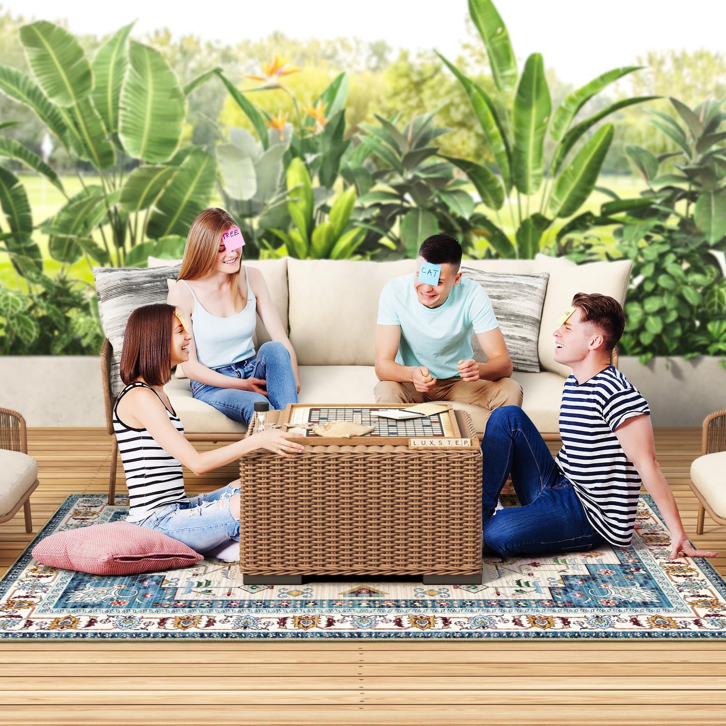 LuxStep Indoor-Outdoor Area Rug 5x7 Ft Washable Outside Rug Outdoor Carpet Large Floor Mat for Bedroom, Living Room, Backyard, Deck, Patio, RV