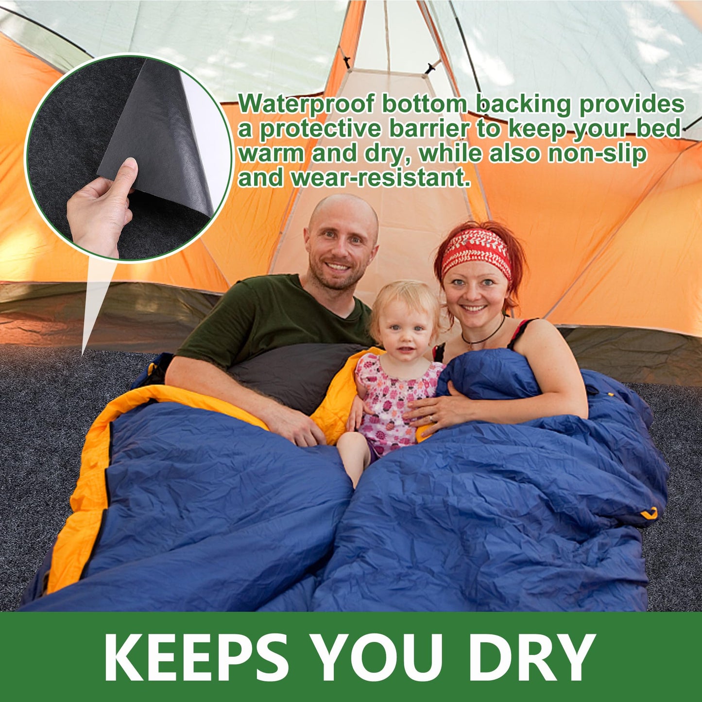 DECOHS 6.2 x 5 Ft Camping Tent Carpet Mat - Waterproof Outdoor Tent Rug - Portable Cuttable Picnic Camping Floor Blanket for Lawn Supplies