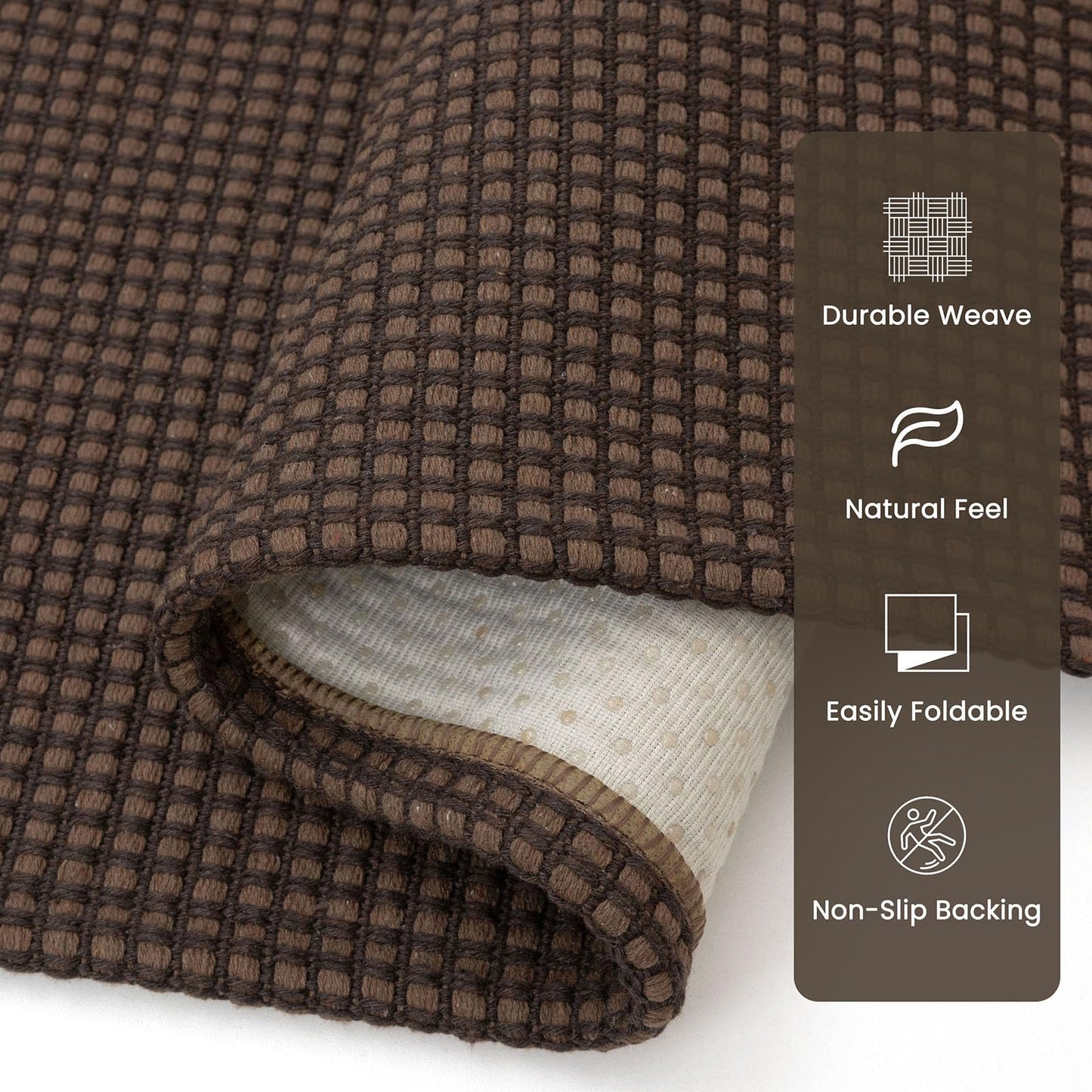 Ivissy Braided Runner Rug 3x12 Ft Washable Runners for Hallways Non Slip Rubber Backed Kitchen Runners Cotton Long Entryway Runner Indoor, Woven Carpet for Hall Kitchen Entryway, Brown