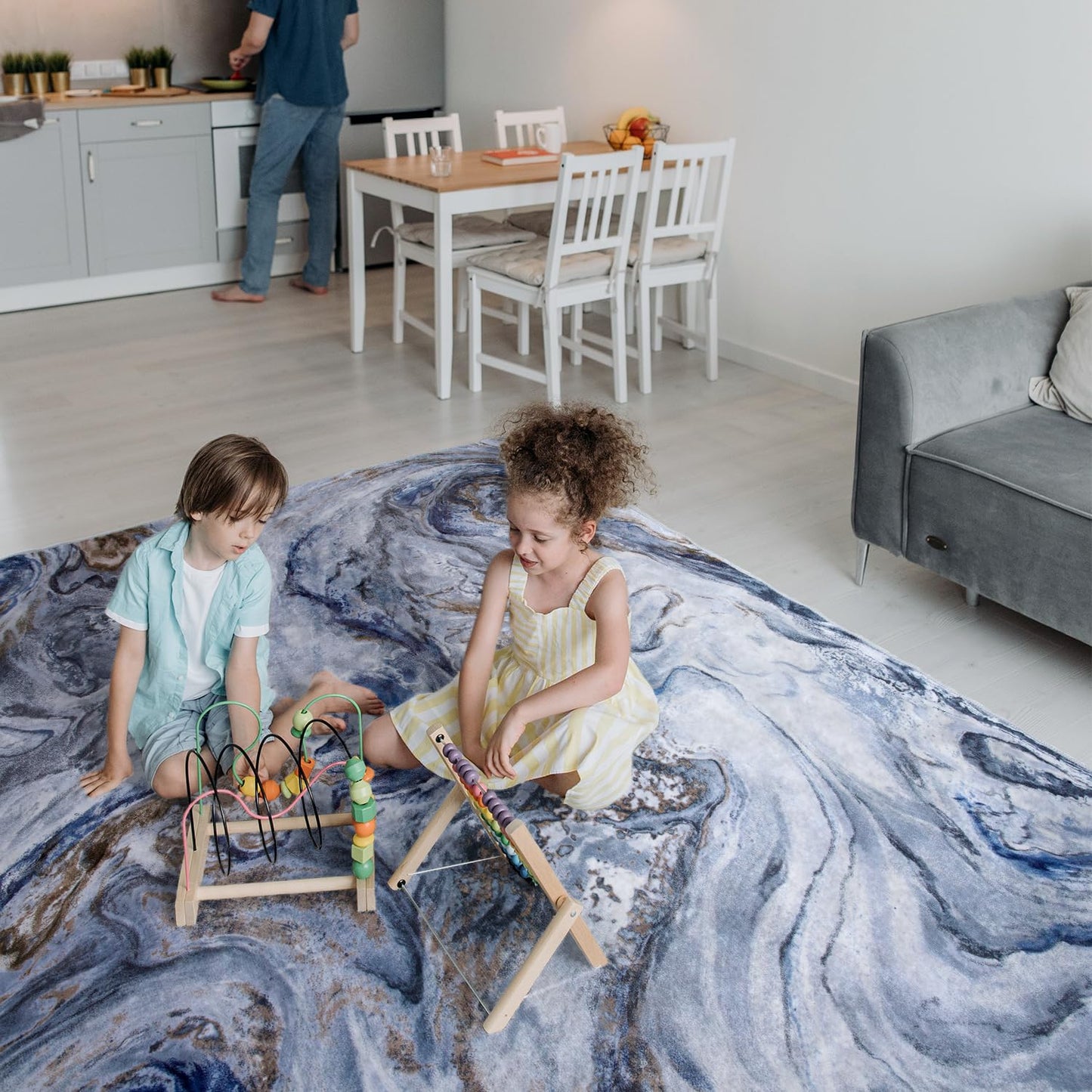 5x7 Area Rugs for Living Room, Modern Abstract Rug for Bedroom, Contemporary Machine Washable Rug, Large Stain Resistant Carpet for Dining Room Playroom Home Office, Pet & Kids Friendly