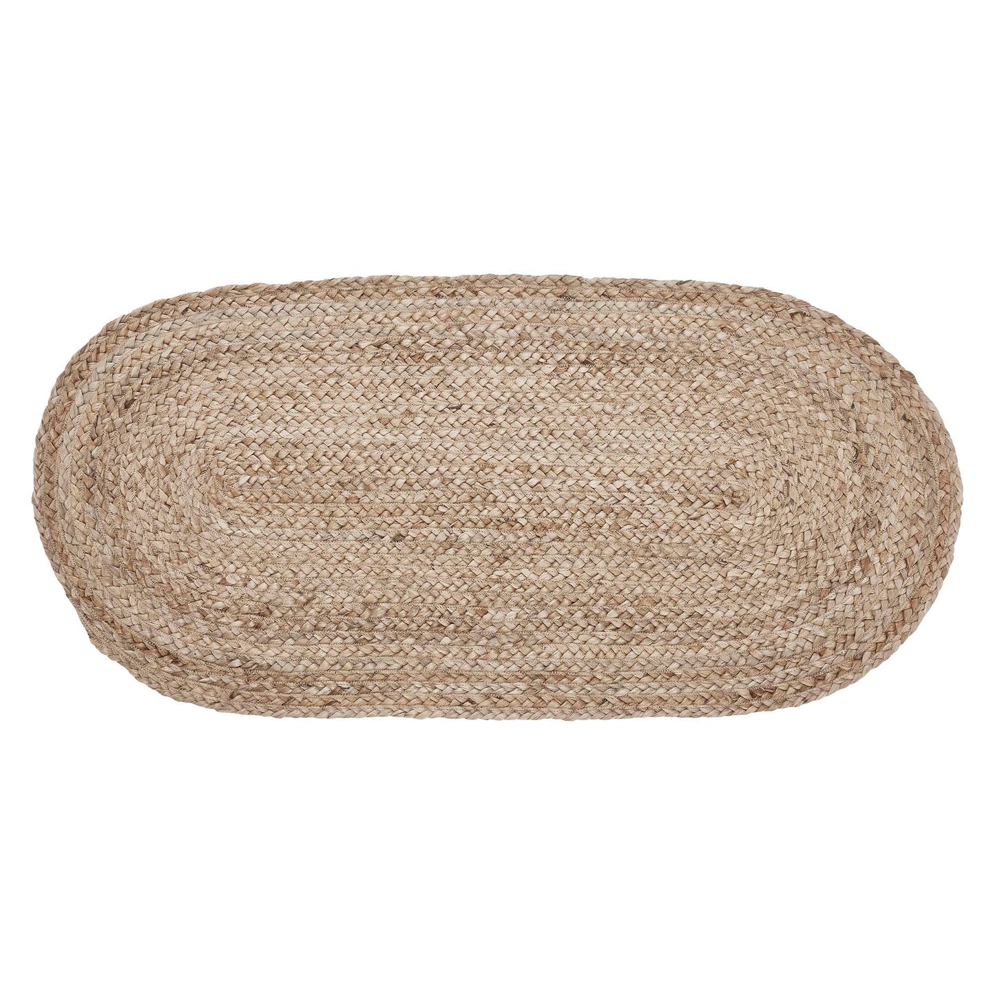 VHC Brands Jute Rug 17x36 w/Pad, Area Rug, Accent Rug, Floor Decor, Braided, Natural Collection, Oval, Natural