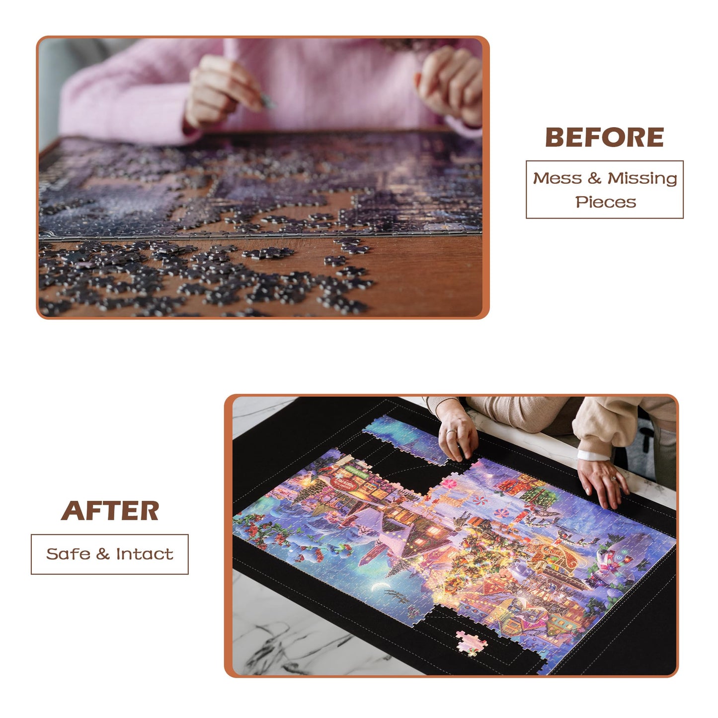 Lavievert 1500 Piece Jigsaw Puzzle Mat Roll Up with Unique Auxiliary Line Design, Portable Puzzle Board for Adults, Non-Slip Puzzle Keeper Storage Saver for Up to 1500 Piece Puzzles