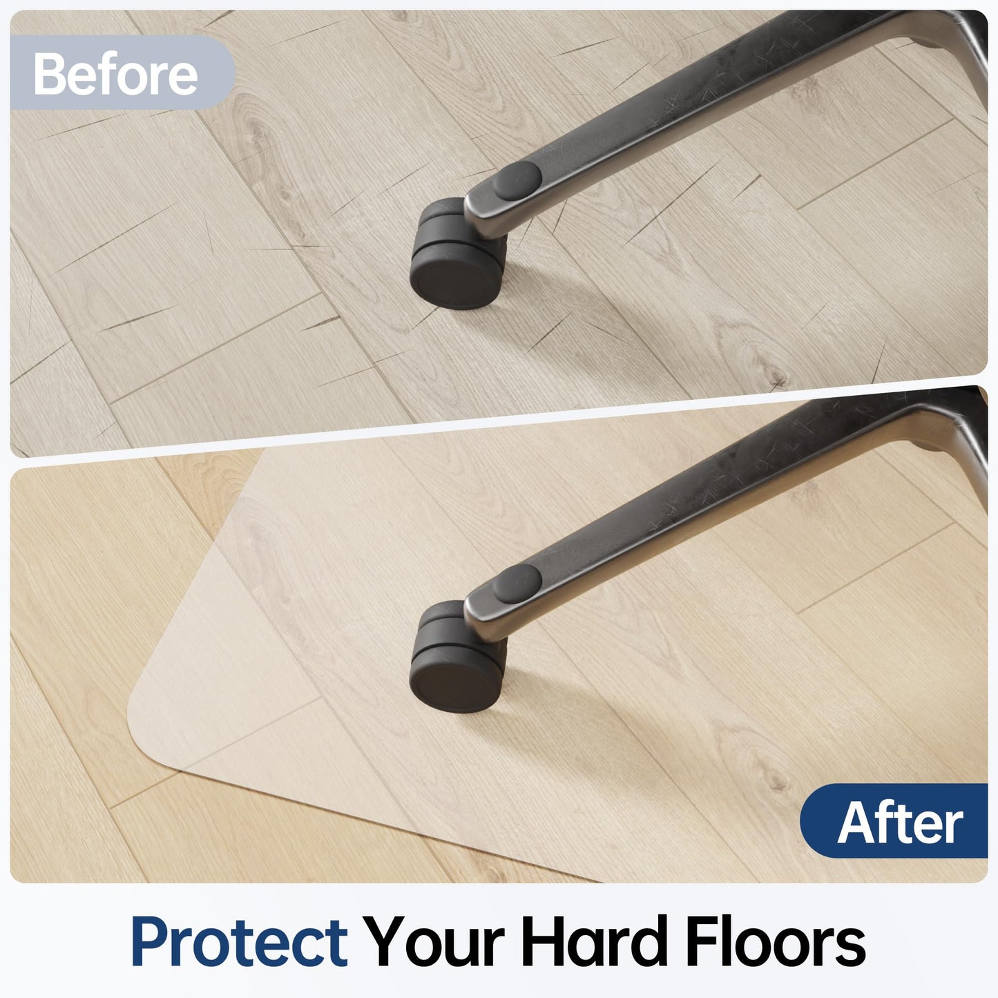 Cybstrax Office Chair Mat for Hardwood Floor - 30 x 48'', Transparent Computer Desk Chair Mat Easy Glide Floor Protector Mat for Rolling Chairs Office & Home