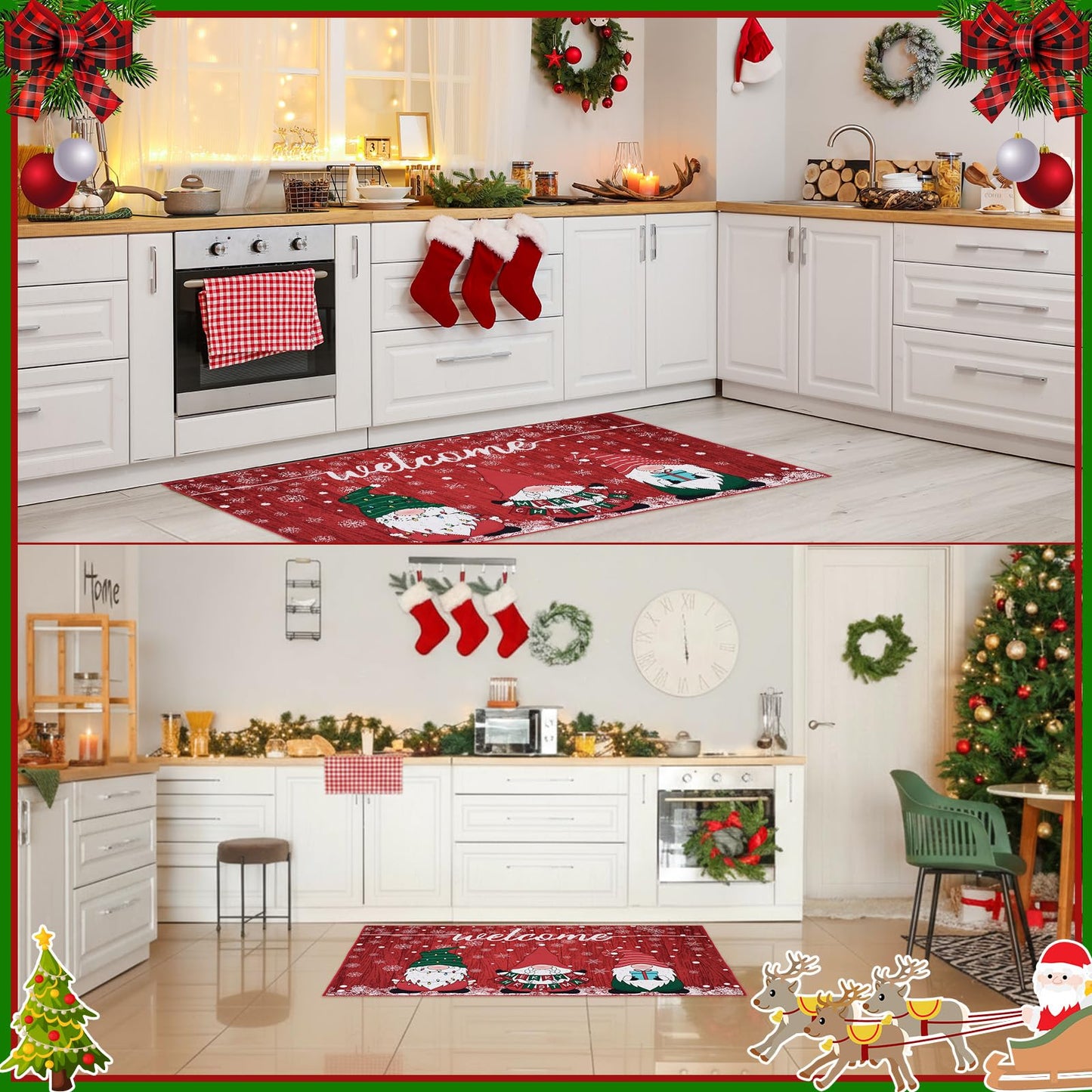 Nuanchu Extra Large Christmas Doormat Merry Christmas Front Door Mat Winter Holiday Large Welcome Mat Washable Carpet Nonslip Rug for Xmas Decor(Gnome,4.3 x 2 ft)