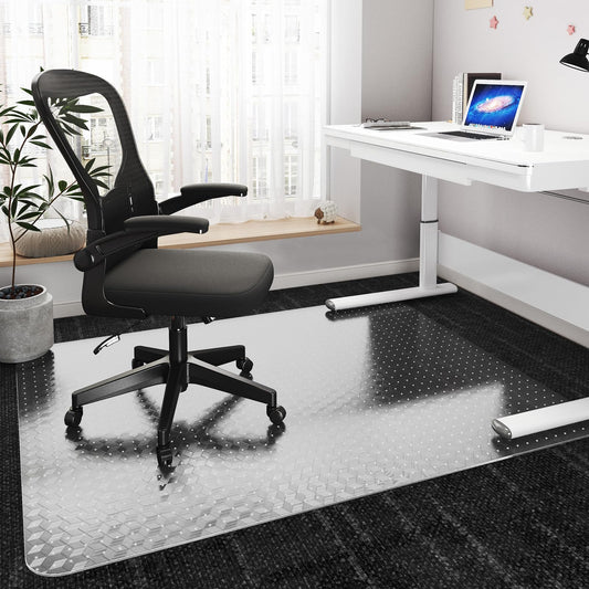 SHAREWIN Office Chair Mat for Carpeted Floors, 48" x 30" Desk Chair Mat for Rolling Chairs on Low Pile Carpets, Easy Glide Floor Mat for Home, Gaming