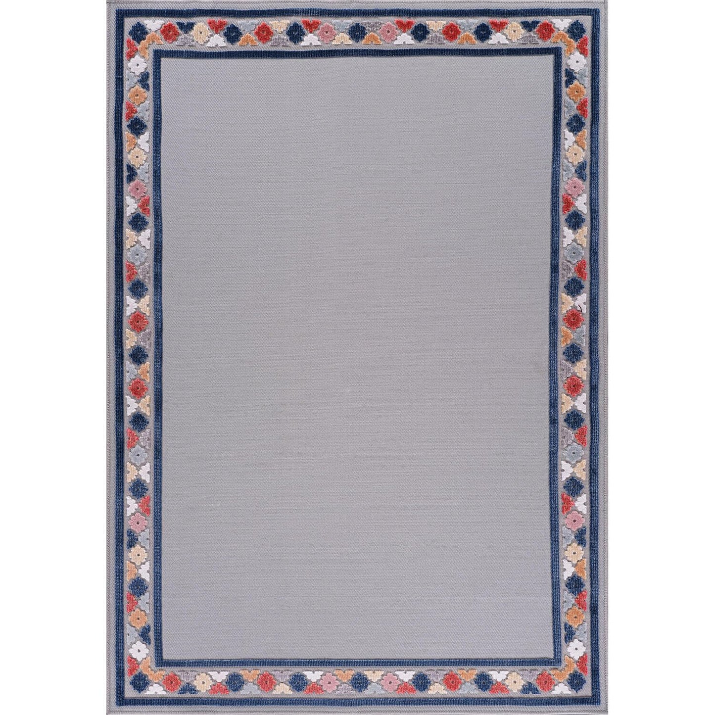 Beverly Rug Outdoor Rug 8x10 Modern Bordered Area Rugs for Indoor and Outdoor Patio Easy to Clean Non Shedding Living Room Porch Garden Washable Outside Carpet (8 x 10 Gray)