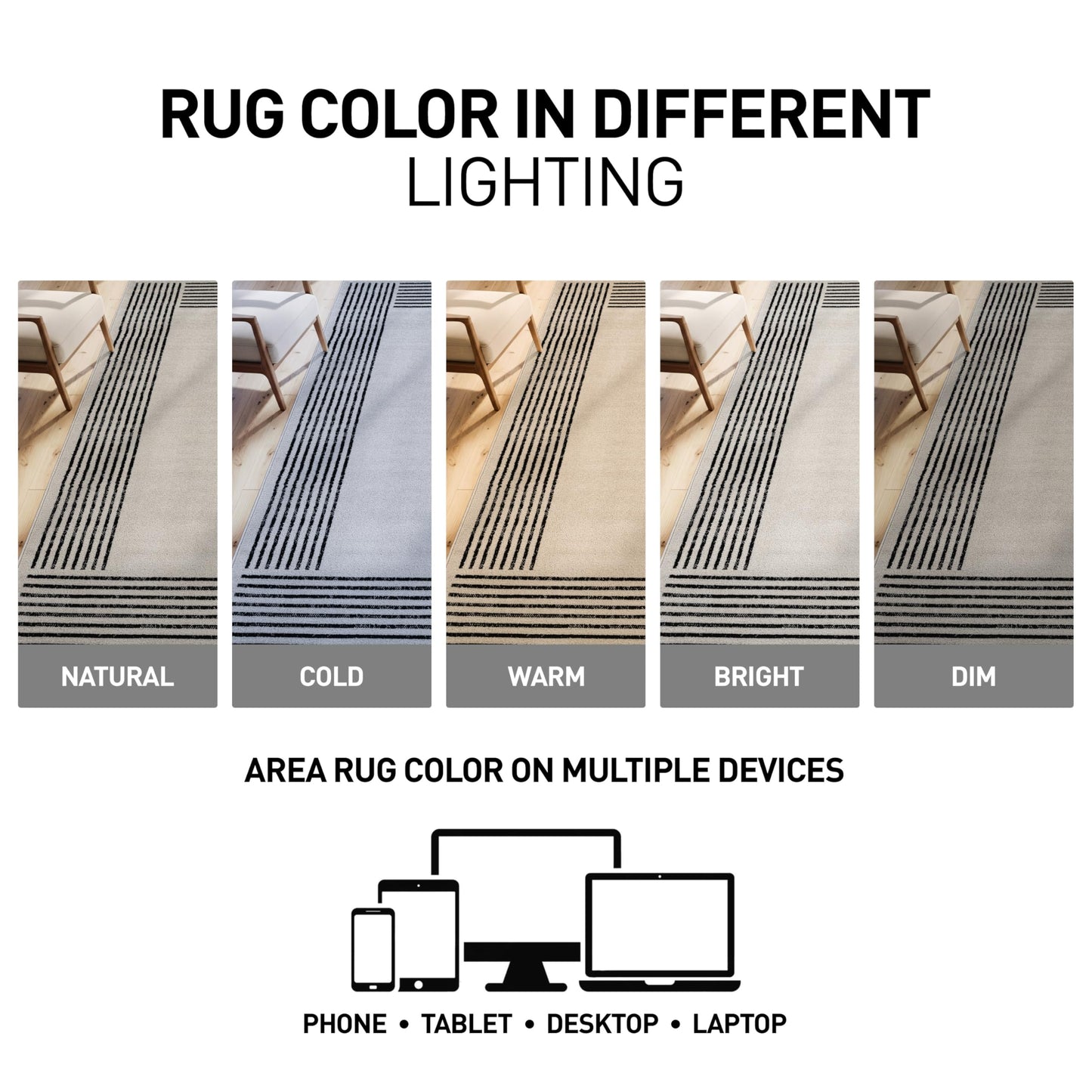 Rugshop Modern Minimal Bordered Indoor Area Rug for Entryway,Bedroom,Kitchen Rug Low Pile Rug with Jute Backing 4' x 6' Cream