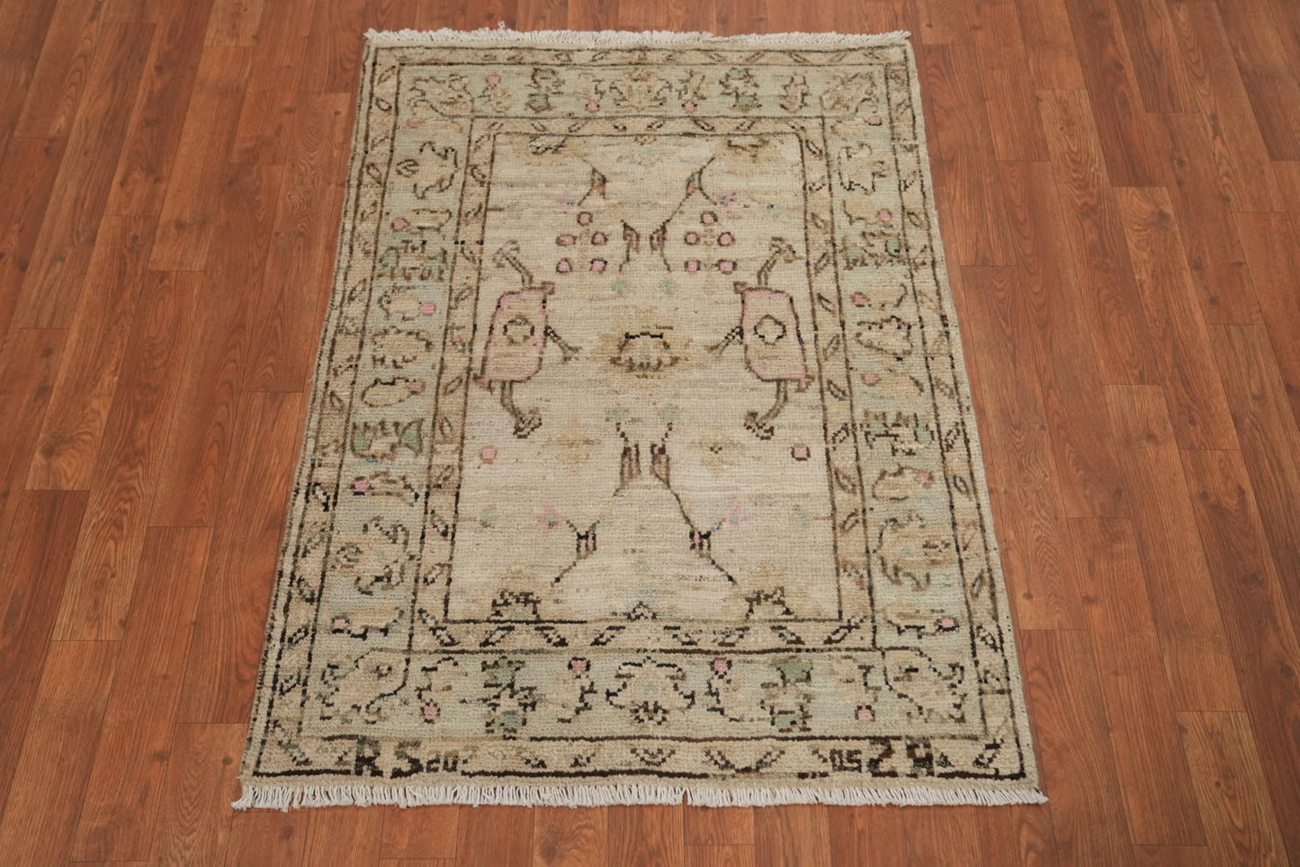 Rug Source Transitional Collection, 3x4 Oushak Rug, Hand Knotted Beige & Ivories All-Over Rug, Oriental 100% Wool Carpet for Foyer, Entryway and Hallway