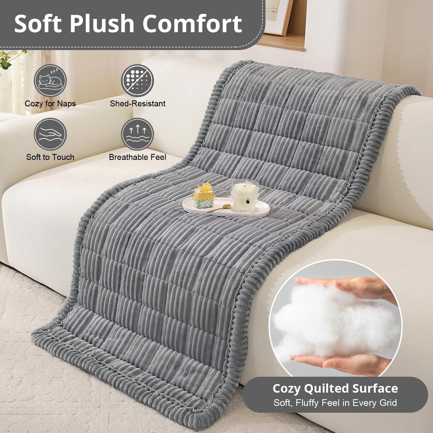 OstepDecor Couch Cover for Dogs, Washable Non Slip Sofa Cover for Pets, Soft Couch Covers for Sofa, Loveseat and Sectional, Furniture Protector Against Pet Hair & Scratches (27.6" x 27.6", Dark Grey)