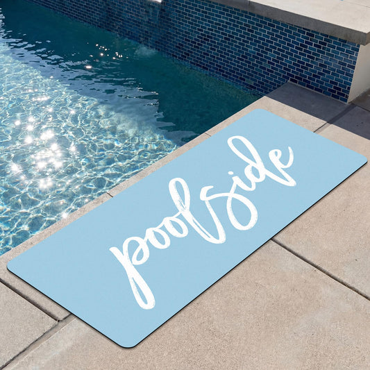 Dunzy Thick Poolside Runner Mat 68 x 24 Inch Non Slip Pool Deck Mat Rug Soft Colorfast Outdoor Indoor for Swimming Pool Beach Lounging(Glacier Blue)