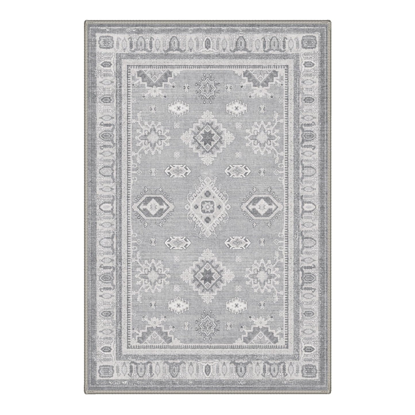GENIMO 2x3 Entryway Rug Geometric Medallion Pattern Non Slip Backing Low Pile Indoor Doormat for Kitchen Entrance Front Door Bathroom Farmhouse Decor, Dusty Gray
