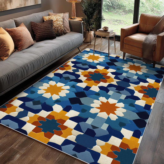 SZLYZM Moroccan Decor - Mosaic Rug, 3x5 Rug, Geometric Patchwork Area Rugs, Vintage Flower Carpet, Moroccan Home Decor & Room Decor & Gifts, Soft, Washable, Non Slip, Low Pile