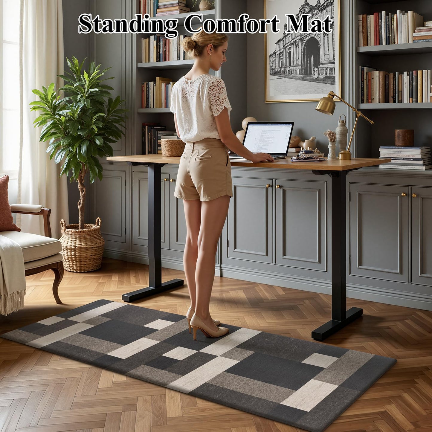 Ileading Anti Fatigue Kitchen Mat, Non Slip Cushioned Standing Floor Mat, Waterproof Kitchen Runner Rug, Farmhouse Comfort Padded Mat for Sink, Laundry, Office, Brown, 24''x71''