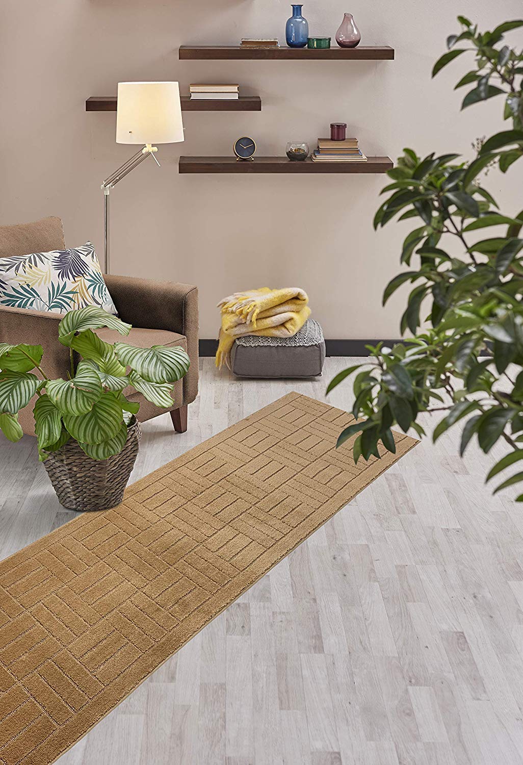 30 ft Extra Long Non-Slip Brownish Beige Hallway Kitchen Runner Rug, 2'2" X 30' Washable Carpet Runner Rugs-Rubber Backed, Custom Size Floor Mat for Stairs Bedroom Bathroom Entryway