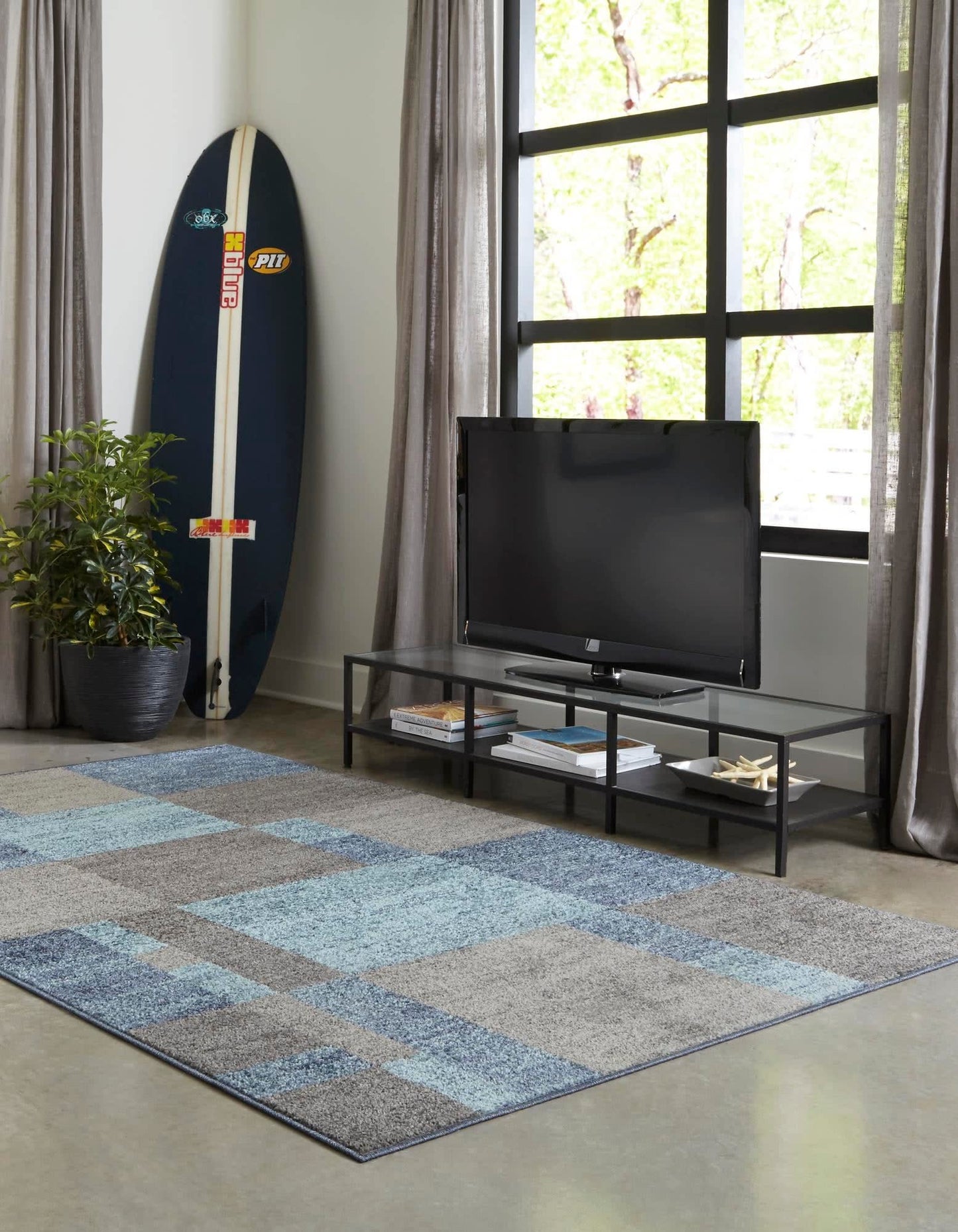 Unique Loom Autumn Collection Area Rug - Providence (2' x 3' 1" Rectangle, Blue Gray/ Light Brown)