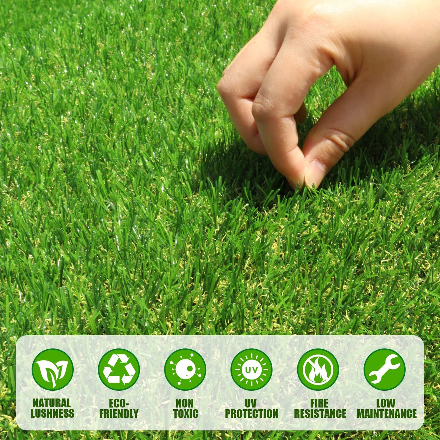 FREADEM Artificial Grass Turf for Pet Dogs 3' x 5', Fake Grass Lawn with Drain Holes, Indoor Outdoor Synthetic Grass Mat for Garden Gym Patio Balcony Playground Backyard, Height 0.8 Inch
