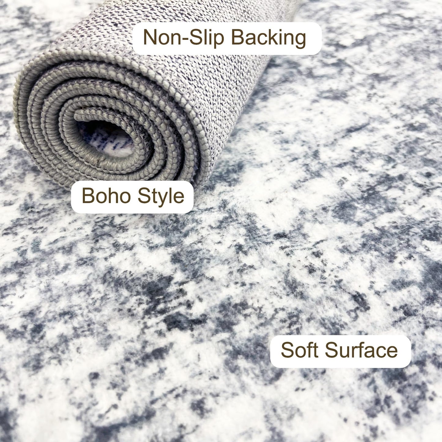 LOOMY 4x6 Grey Washable Rug – Faux Wool Plush Carpet for Living Room or Bedroom, Stain-Resistant & Pet-Friendly