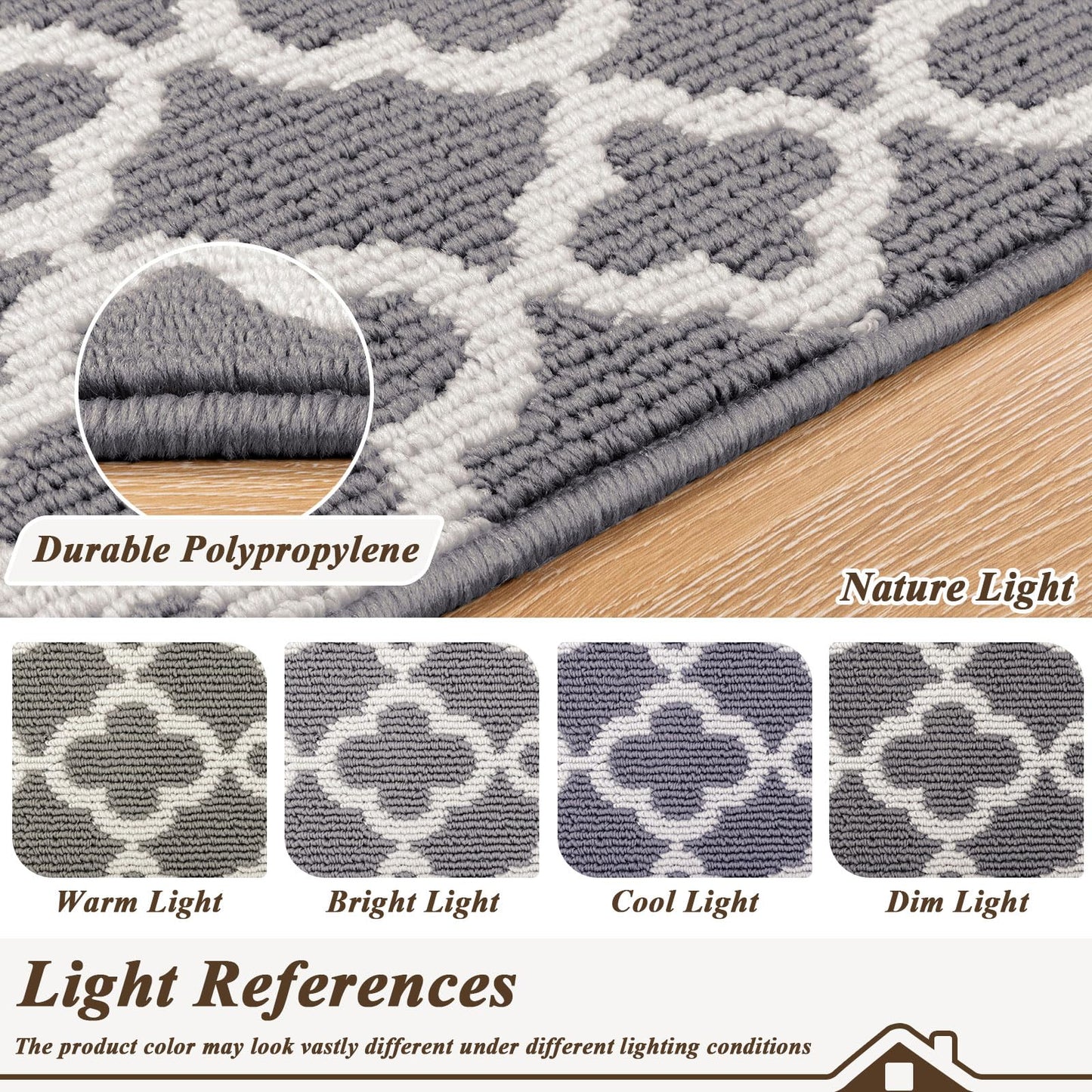U'Artlines Runner Rug for Hallway 2×6feet Non Slip Kitchen Floor Carpet Runners Grey Geometric Pattern Machine Washable Area Rug for Entryway Bathroom
