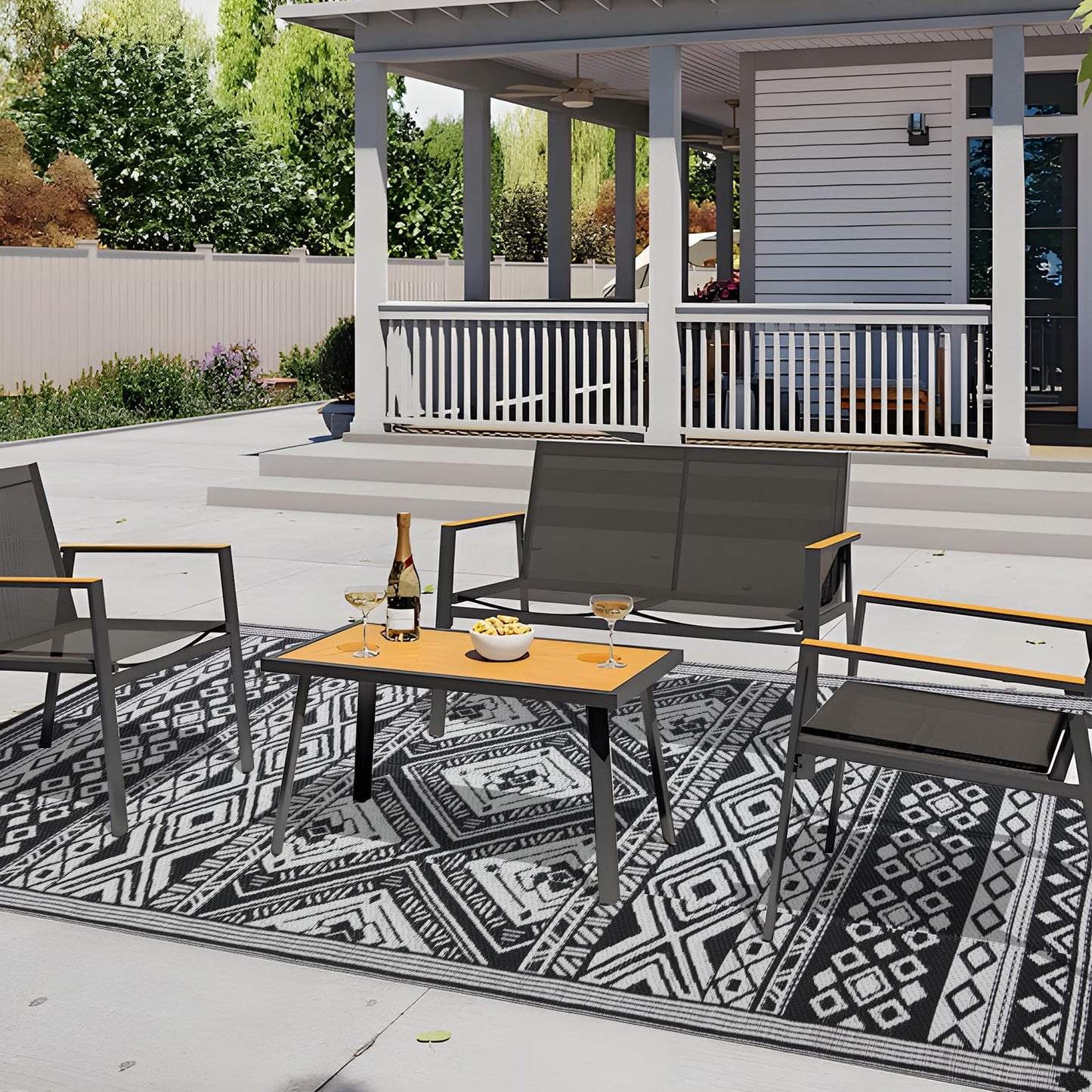 YONILE Outdoor Rug 5x8 ft Waterproof, Reversible Outdoor Plastic Straw Rug for Patios Clearance, Outdoor Area Rug Carpet RV Mat for Camping Backyard Deck Porch