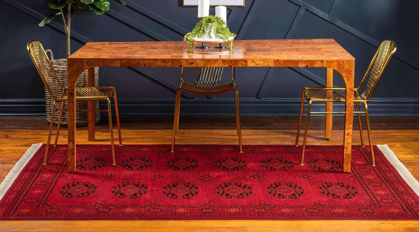 Unique Loom Tekke Collection Over-Dyed Saturated Traditional Torkaman Area Rug (5' 0 x 8' 0 Rectangular, Red/Black)