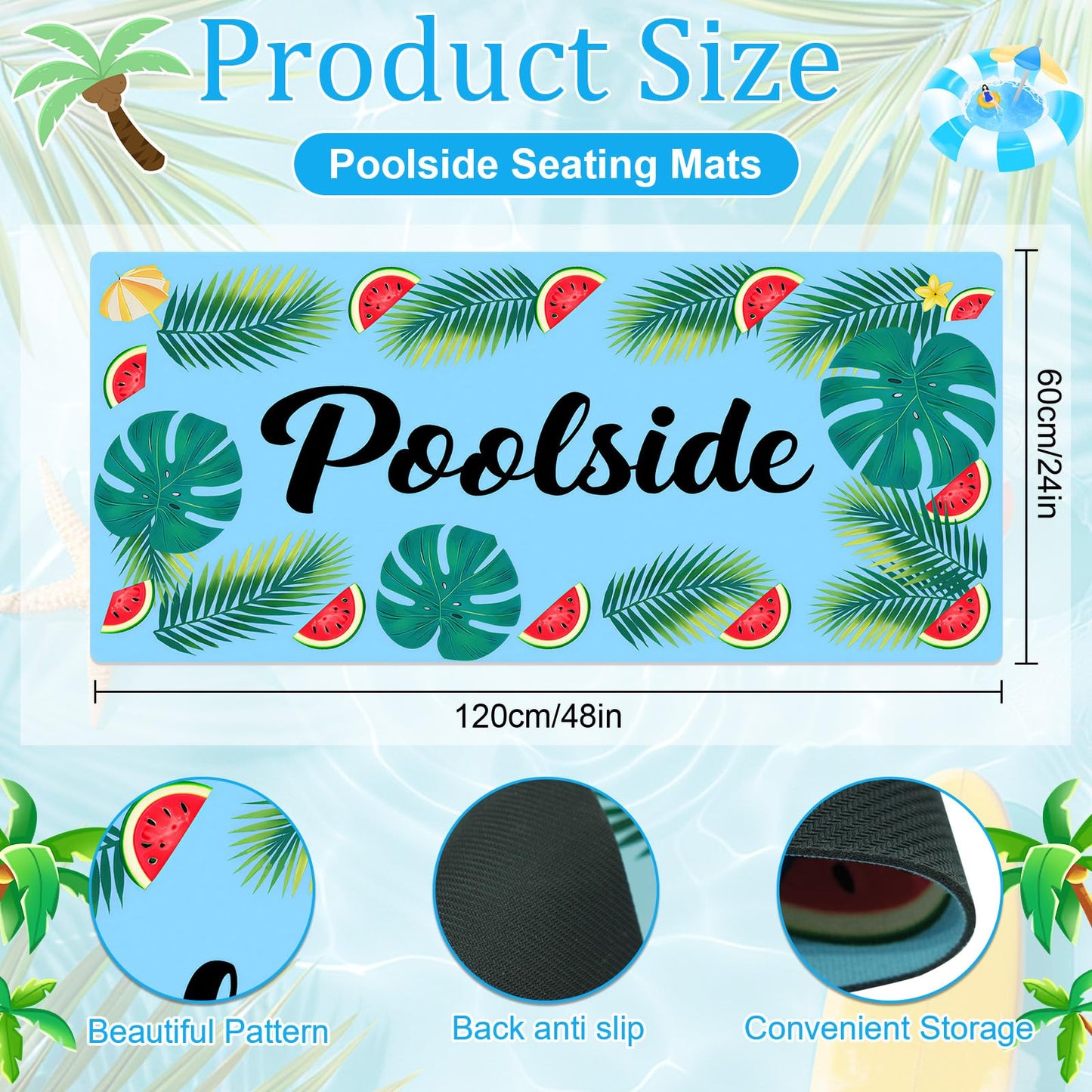 Tangren Poolside Mats for Edge of Pool, 48 x 24 Inch