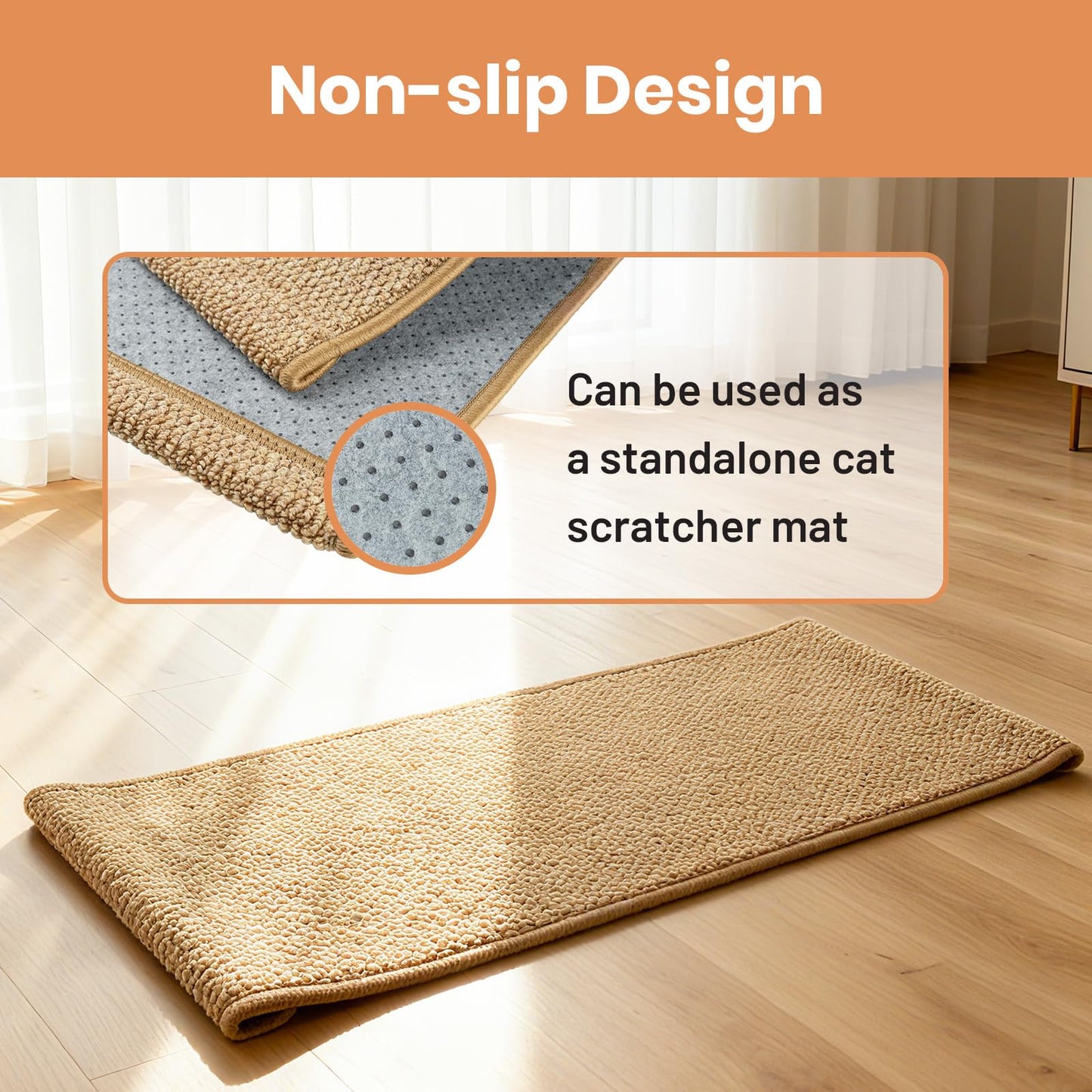 Ordora Large Cat Scratcher Mat: 31.5 X 14 Inch Upgrade Soft Sisal Horizontal Cat Floor Scratching Pad, Cat Scratching Rug Protect Furniture