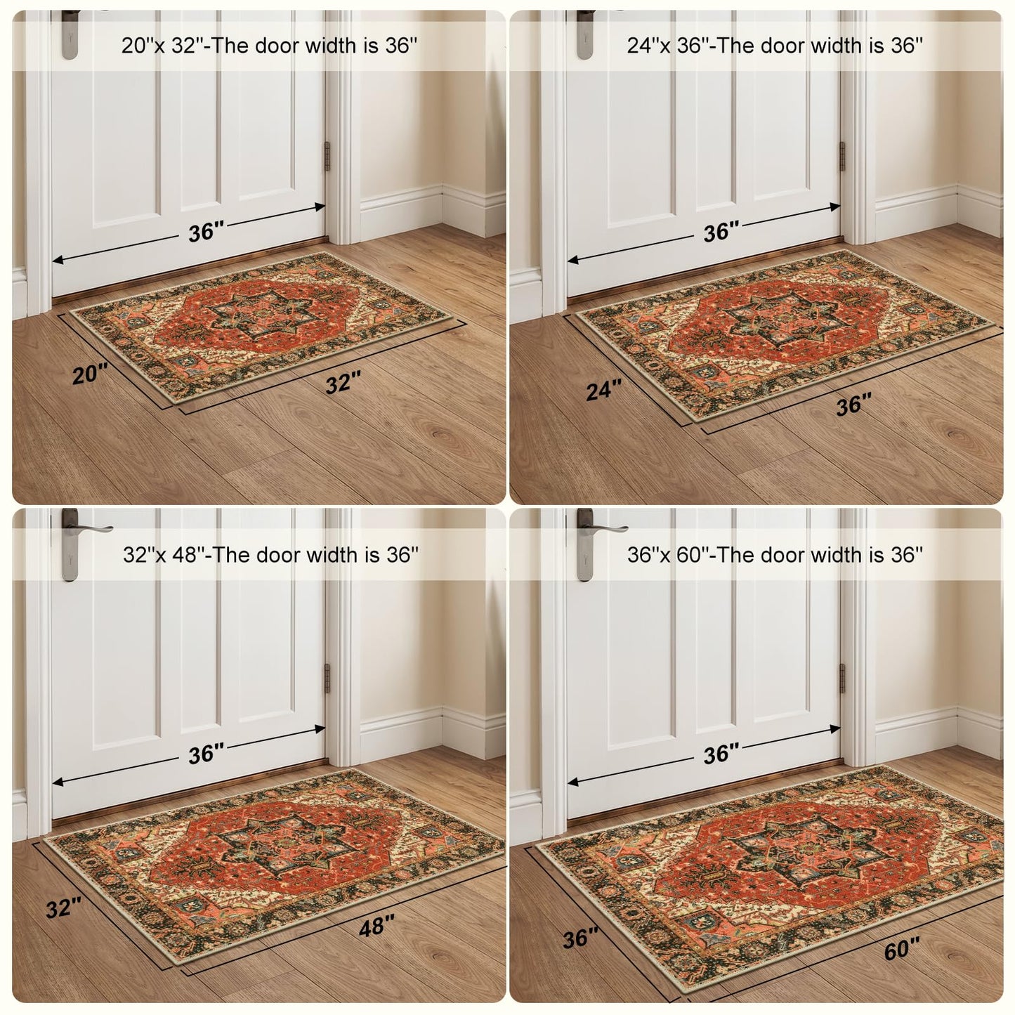 Collive Washable Indoor Door Mat, Non Slip Retro Entryway Rug 20" x 32" Doormat Quick Absorbent Entrance Rug Distressed Front Door Mat, Welcome Mats Floor Mat Doormats for Kitchen Home Patio