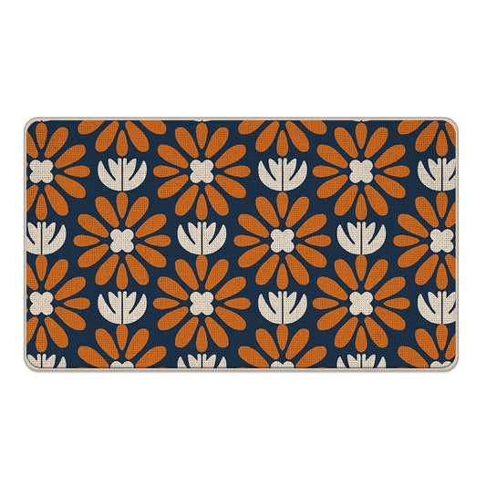 Livcoz Vintage Abstract Floral Welcome Front Door Mat, Retro Red White Flower Decorative Doormat Non-Slip Floor Entryway Rug, Spring Summer Low Profile Indoor Outdoor Home Kitchen Decor 17x29 Inches