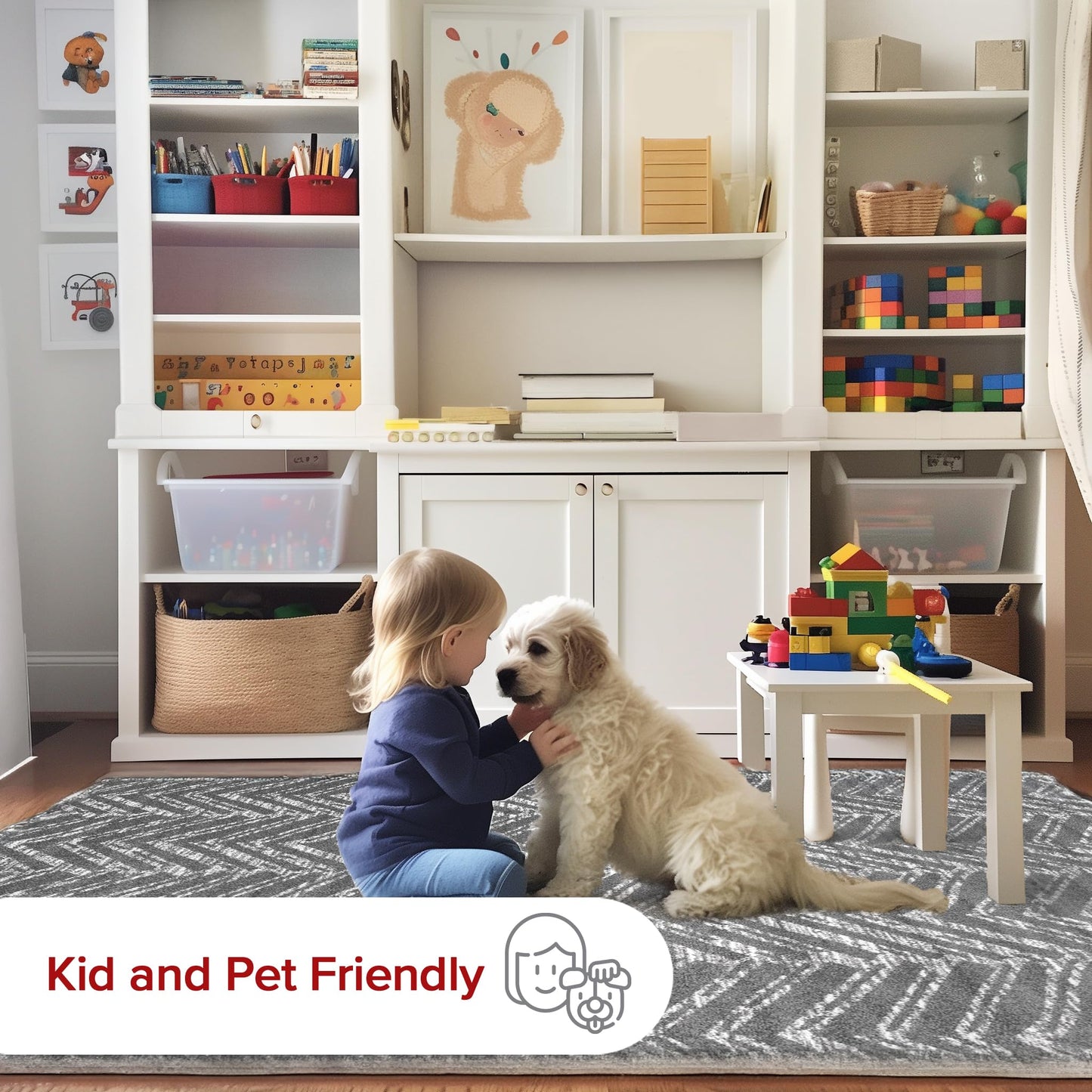 Nuloom Rosanne Dark Grey/Ivory, 8' x 10', Chevron, Soft and Cozy, High Traffic, Stain Resistant, Easy Clean, Durable Area Rug for Bedroom, Living Room, Dining Space, Den, Foyer, Entryway
