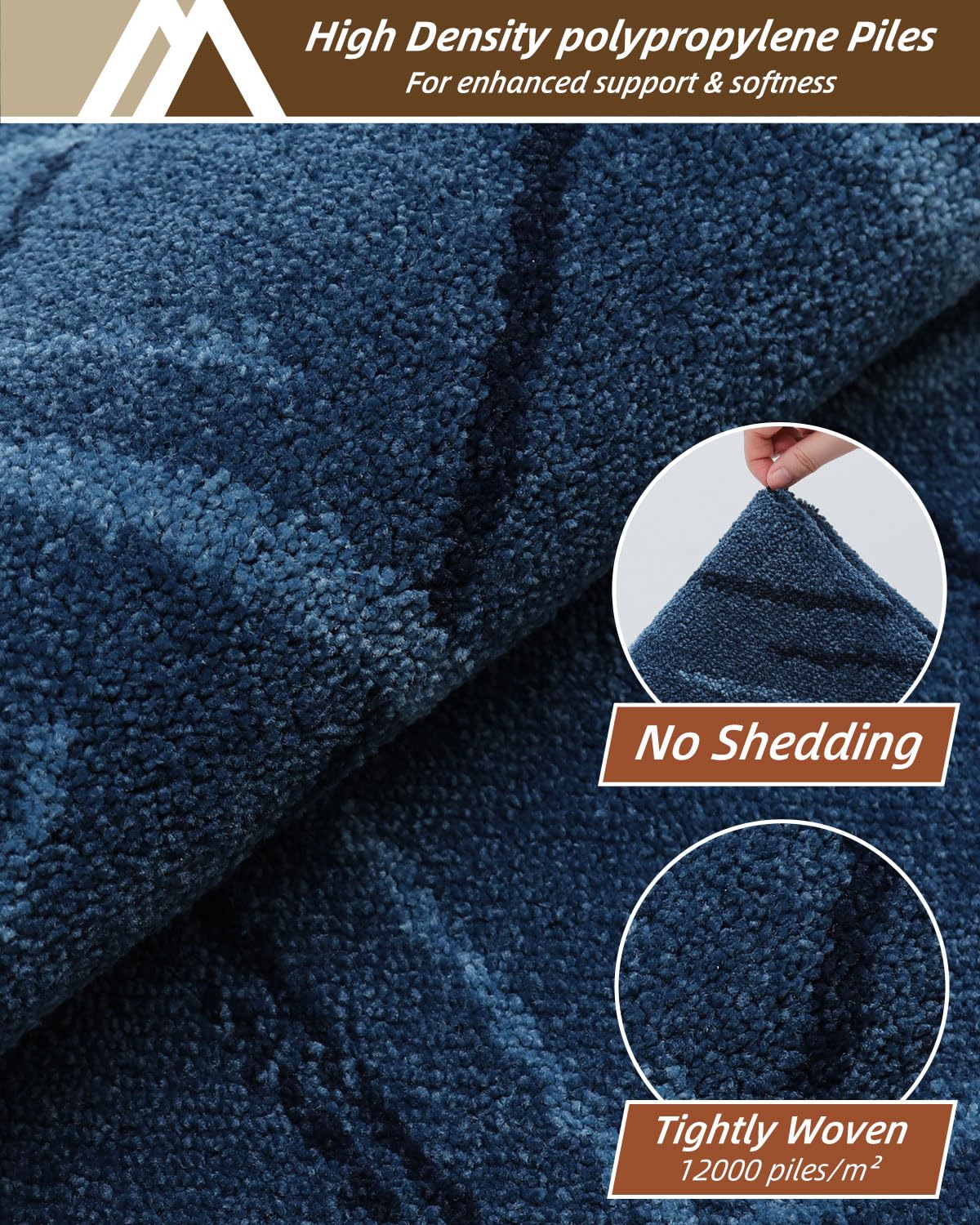 COSY HOMEER Kitchen Mats, 2 PCS Kitchen Rug Non Slip Washable, Absorbent Runner Rugs for Kitchen Floor, Polyester Kitchen Sink Rug 24"x36" + 24"x60"(Blue)
