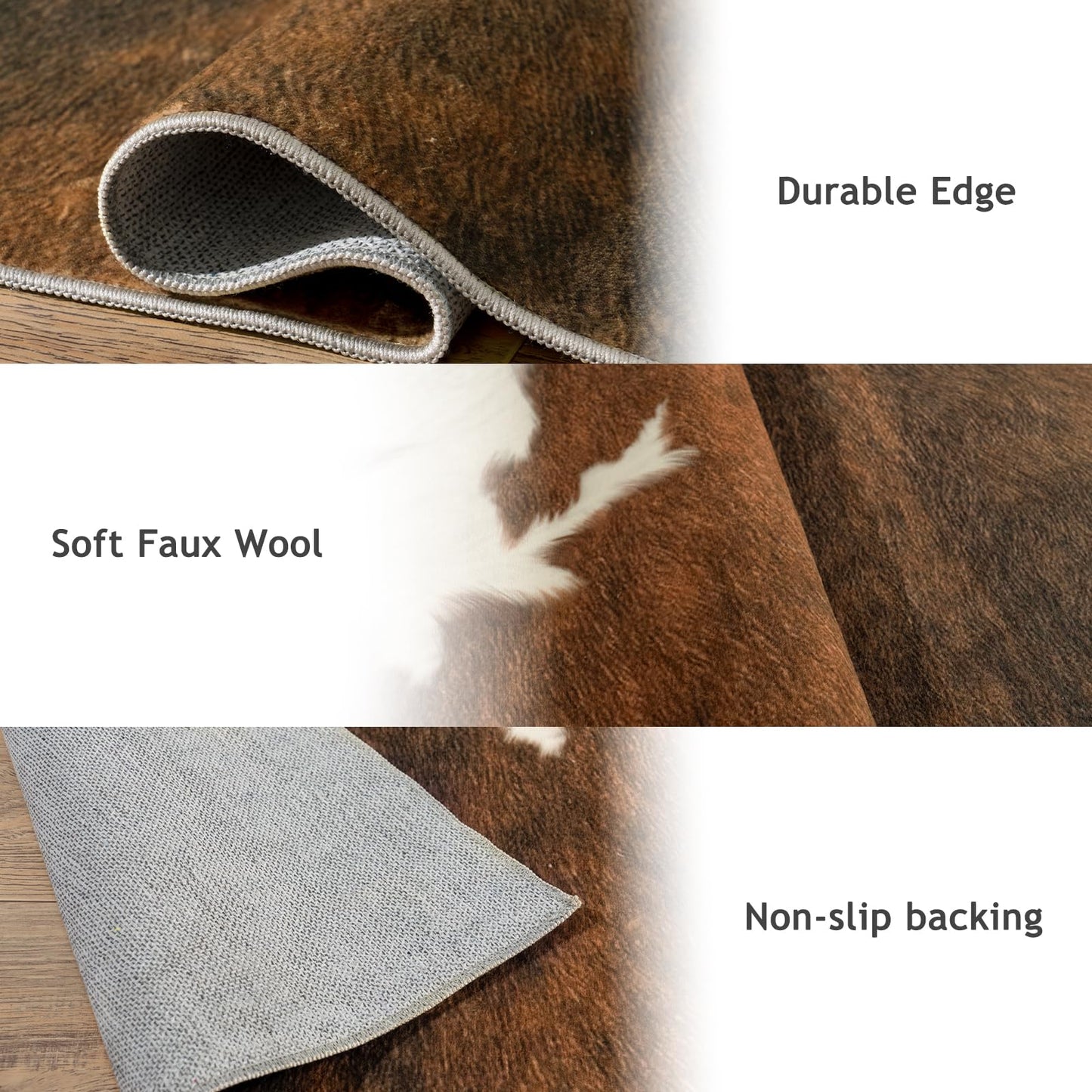 plumlik Cowhide Rug Area Rugs for Living Room, 8x10 Cow Print Rug Machine Washable for Bedroom Dining Room Western Home Decor Non-Slip Low Pile Indoor Floor Carpet