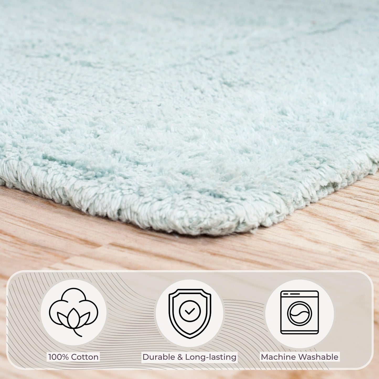Cotton Bath Mat Set- 2 Piece 100 Percent Cotton Mats- Reversible, Soft, Absorbent and Machine Washable Bathroom Rugs By Lavish Home (Seafoam)