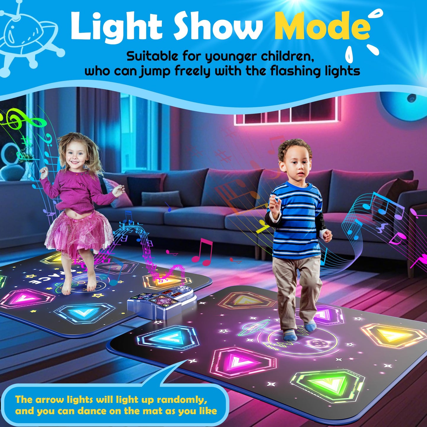 Pafolo Dance Mats for Girls 4-8, Electronic Dance Mats, Dance Mat Toys, Kids Dance Mat, Girls Dance Mat, Dancing Mat, 2-Player LED Light Music Dance Toy with 5 Modes, Develops Hand-Eye Coordination