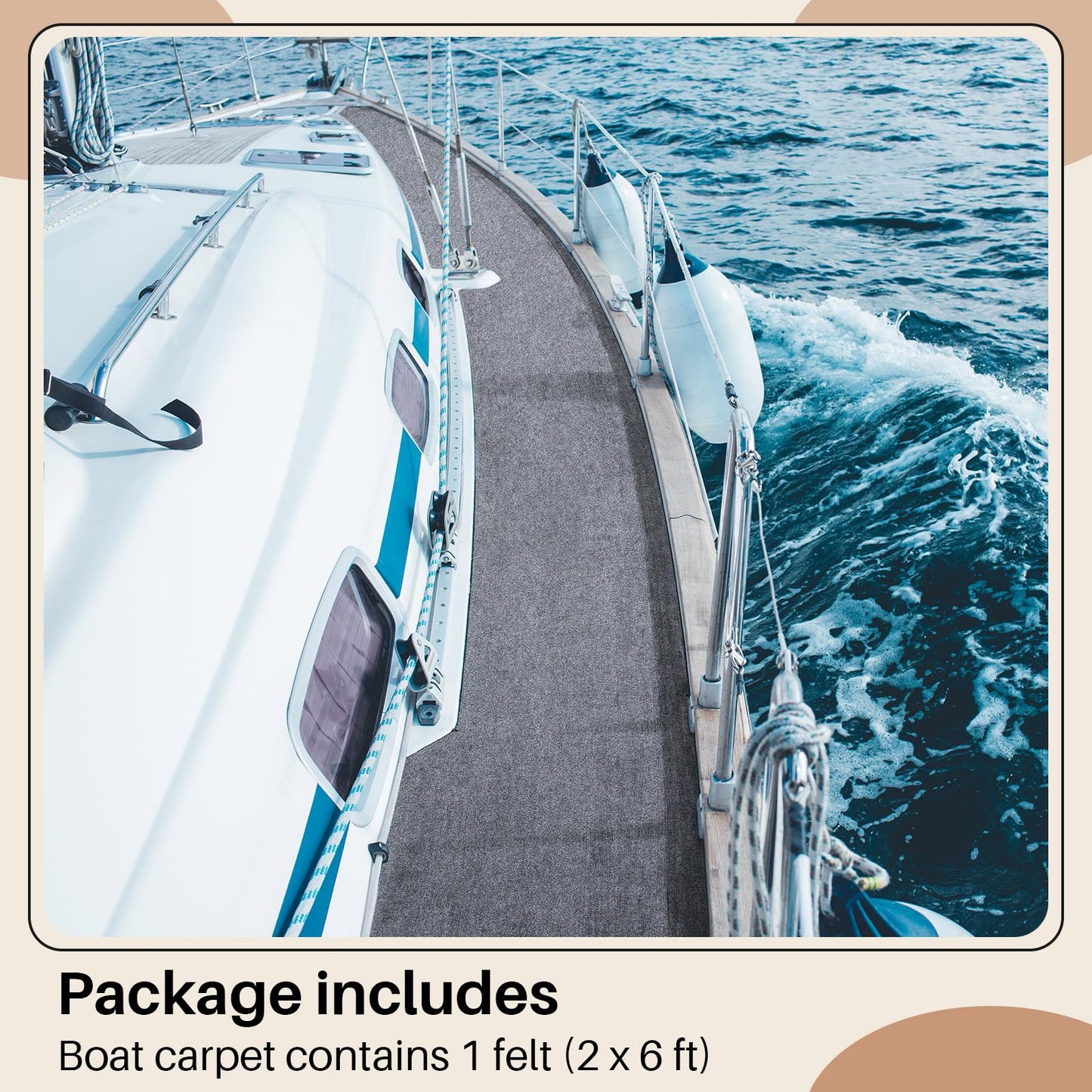 Drydiet Gray Boat Carpet, Marine Carpet Marine Grade Mat for Boats with Waterproof for Outdoor Deck Patio Porch Garage Kitchens Bathroom Outdoor Area Rug Runner Non-Slide Porch Rug (2 x 6 ft)