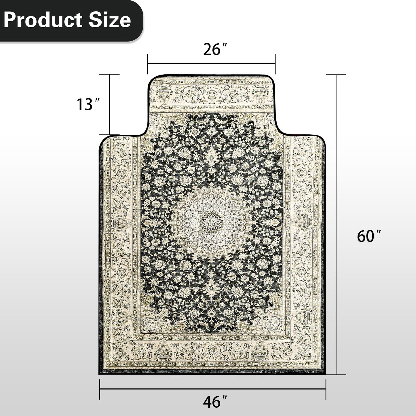 46" X 60" Office Chair Mat for Hardwood and Tile Floors, Under Desk Chair Mat for Carpet Protector Rolling Computer Chairs, Machine Washable Non-Slip Area Rug, Black