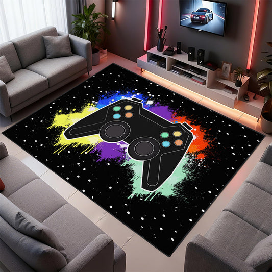 Vesocro Gamer Rug for Room,5x7 ft Non-Slip Cool Gaming Carpet for Bedroom Livingroom and Game Room Rugs Decor