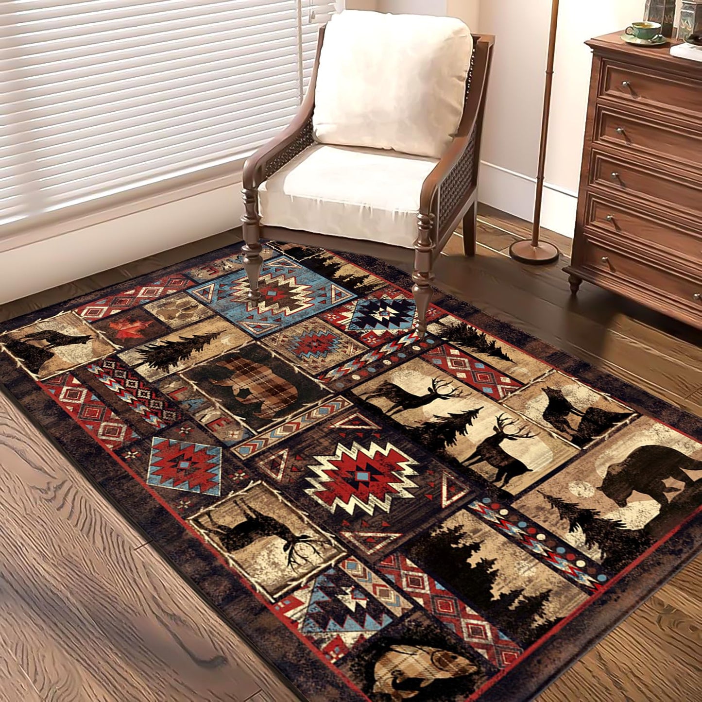 3x5 Entryway Rug Brown Summer Decor Carpet Rustic Cabin Wildlife Living Room Rugs Washable Bedroom Area Rug Mat Non Slip Farmhouse Rug Floor Mat Mardi Gras Area Rugs for Indoor Outdoor
