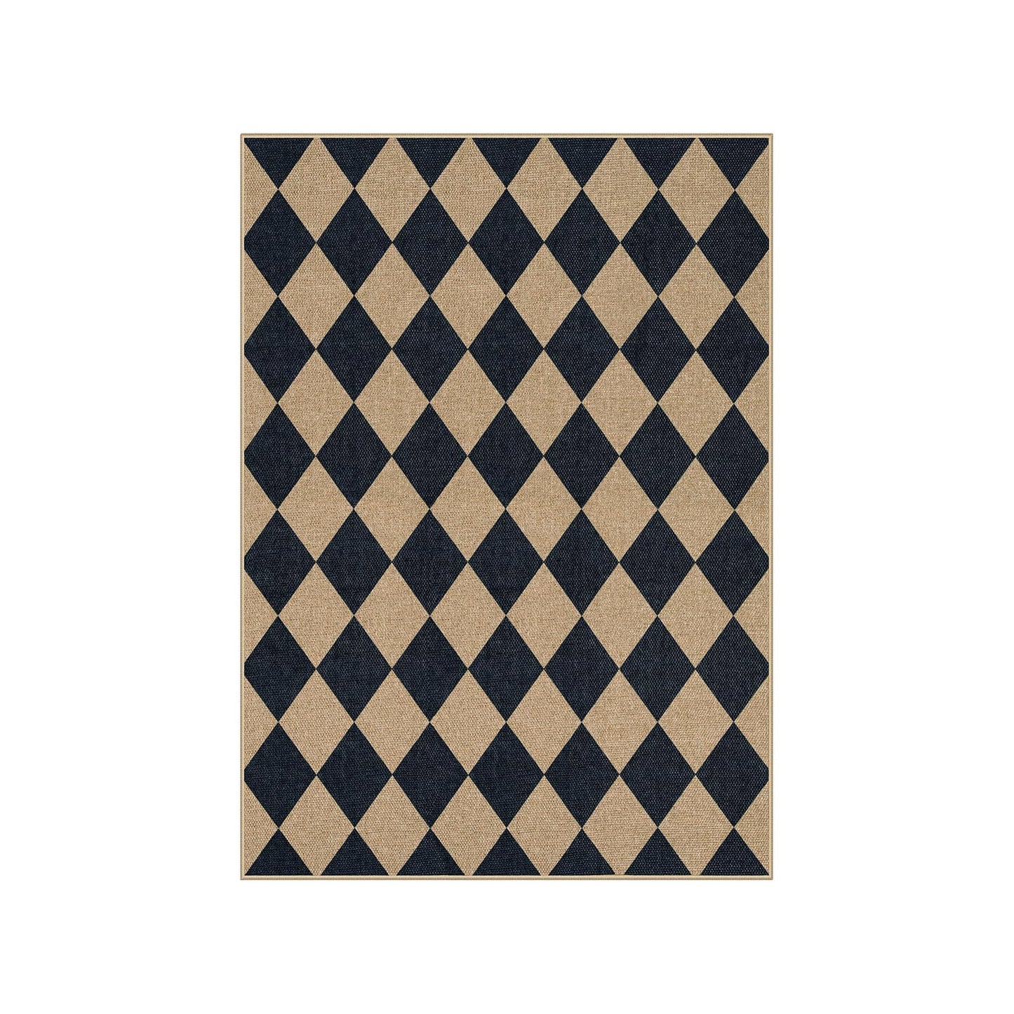 Lahome Checkered Easy Jute 5x7 Area Rugs, Washable Outdoor Patio Rug for Living Room Diamond Indoor Outdoor Carpet, Farmhouse Geometric Non Slip Black Carpet for Backyard Dining Room