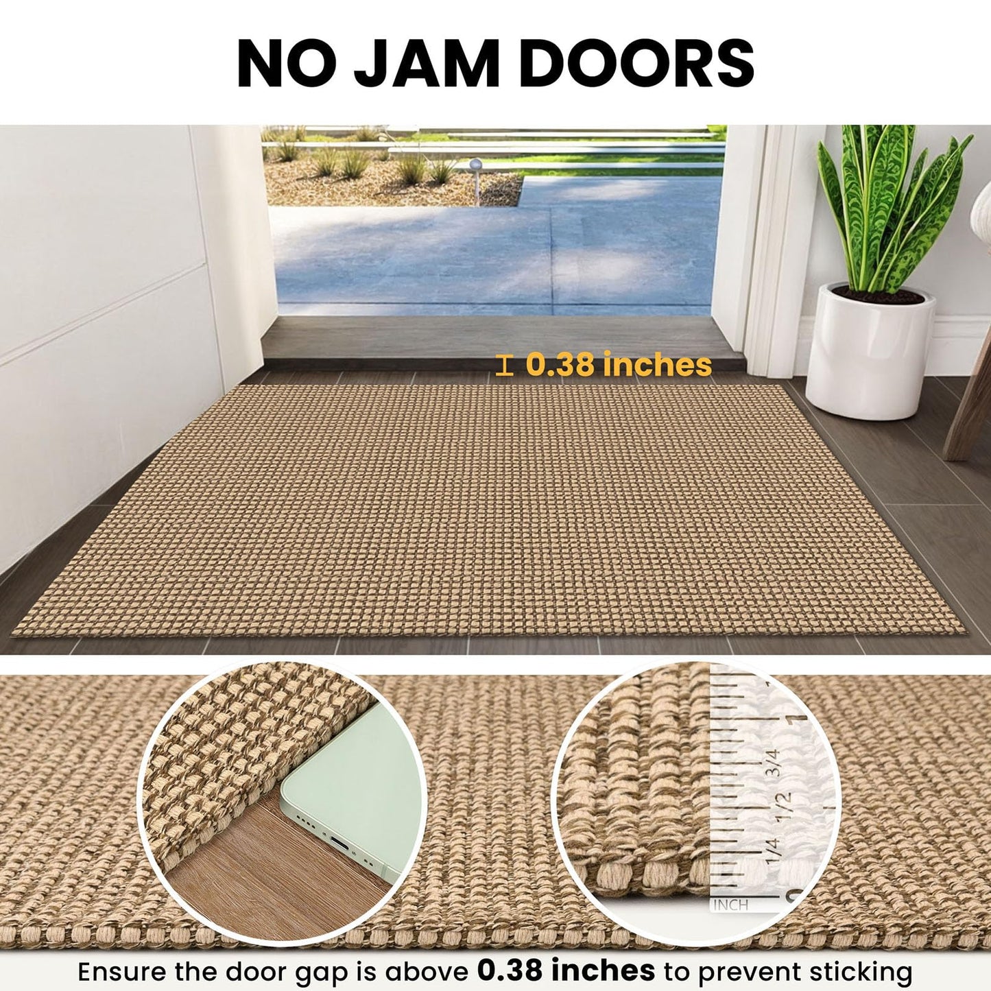 IOHOUZE Washable Runner Rug 2x6 Non Slip Rubber Backed Runners for Hallways Entryway Runner Indoor, Kitchen Rugs Woven Cotton Floor Carpet for Hall Entrance Bedroom, Orange/Tan/Brown