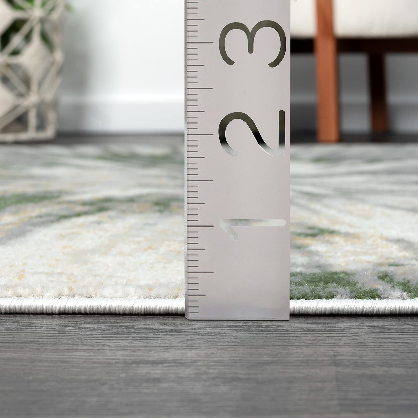 Abani Atlas 4'x6' Green/Grey Area Rug, Abstract Splash - Durable Non-Shedding - Easy to Clean