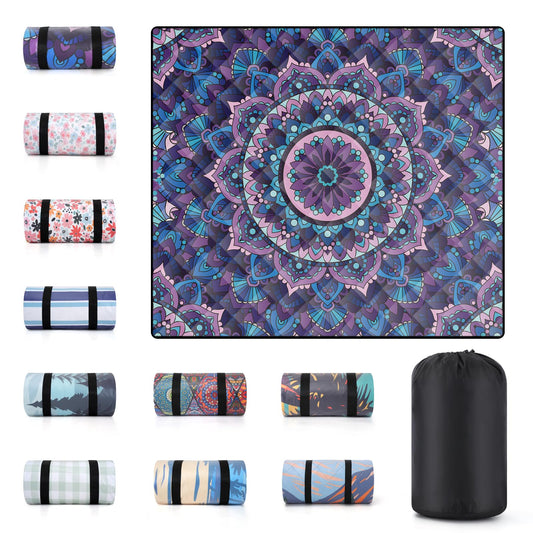 memKiya 60x80" Extra Large Picnic Blankets Waterproof Sandproof Couple Outdoor Beach Blanket Foldable Grass Park Lawn Concert Mat Summer Camping Essentials Rv Travel Vacation Accessories Festival Gift