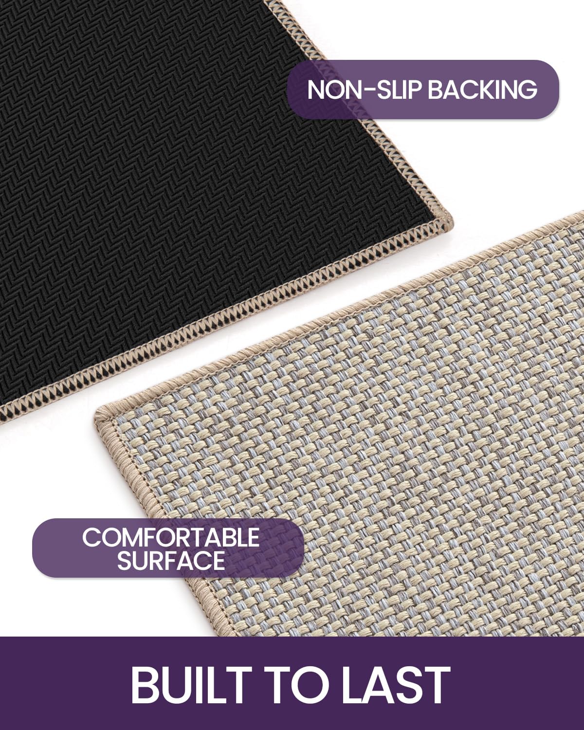 DEXI Ultra Thin Door Mat Indoor Entrance 24x36, Non Slip Rubber Backed Entryway Mats Dirt Trapper, Low Profile Front Doormat for Inside Entry, Patio, Porch, Beige