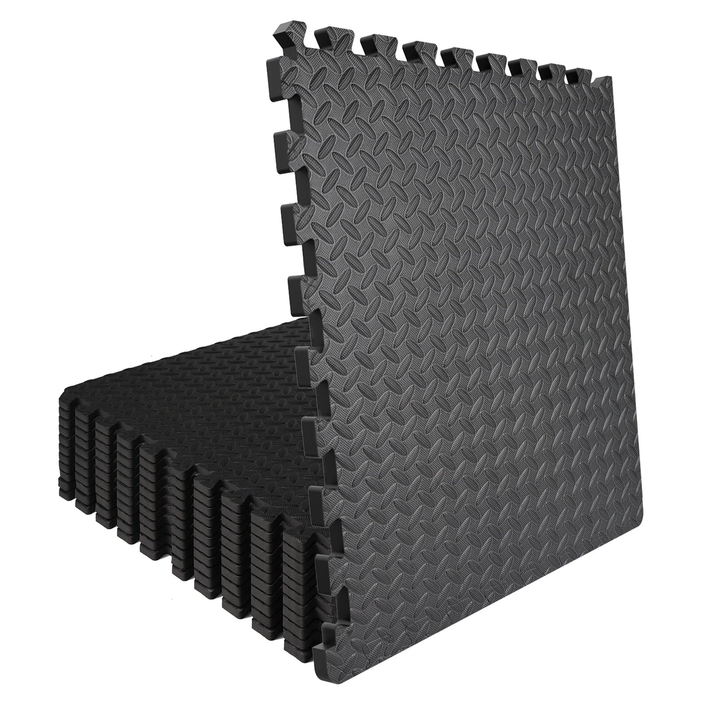 WAWINY 48 Sq Ft (12 Tiles) Interlocking Gym Mats, EVA Foam Puzzle Exercise Tiles for Home Gym, Yoga, Kids Playroom, Non-Slip Floor Protection