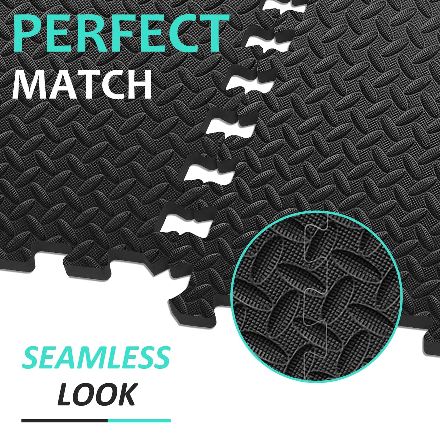 12-Tile Interlocking Puzzle Exercise Mat, 24'' x 24'' EVA Foam Flooring for Gym Equipment, Black