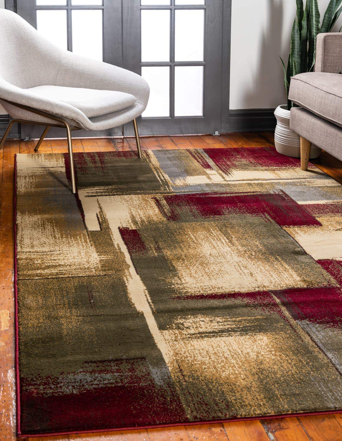 Unique Loom Barista Collection Area Rug - Timor (4' 1" x 6' 1" Rectangle, Multi/ Red)