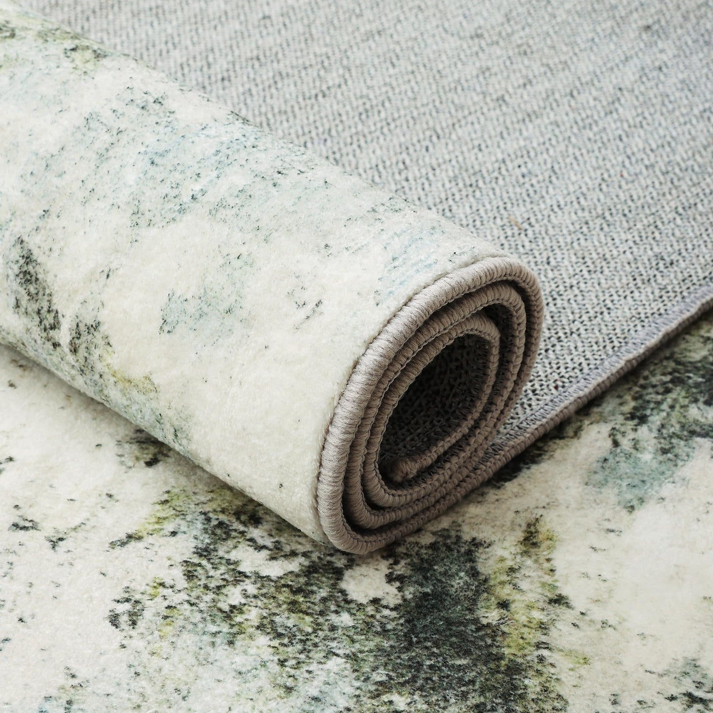 Carvapet Rugs for Entryway, 24"x36" Green Modern Abstract Low Pile Carpet with Rubber Backing, Foldable, Non Slip Machine Washable Entrance Mat (3 x 2 Feet Rectangular, Sage Green Area Rug)